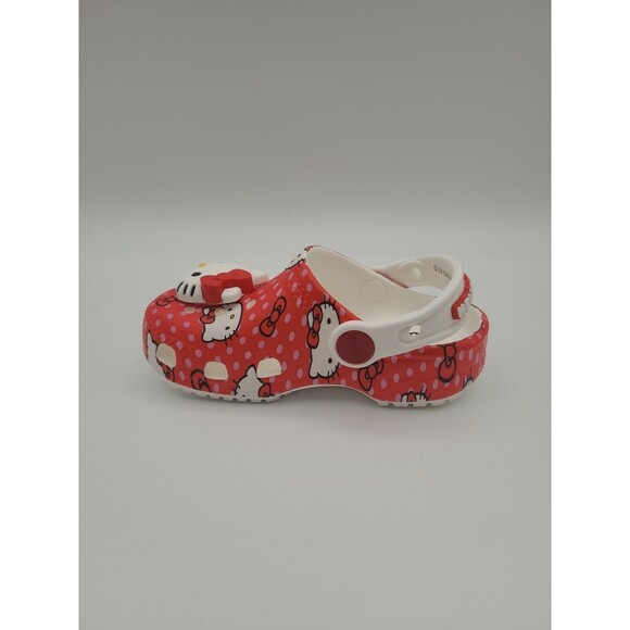 Crocs X Sanrio Hello Kitty Red Kid's Size C6 Classic Clog Slip On 210577-90H New - Picture 6 of 7